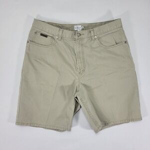 Calvin Klein Men's Shorts Beige Cotton Twill Leather Tab Size 36 / 8.5"‎